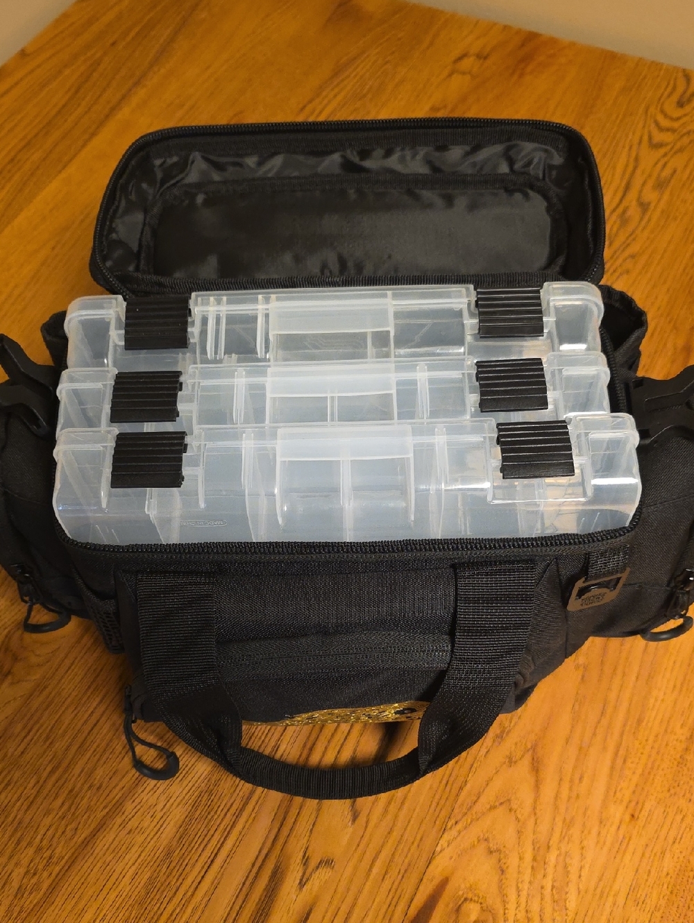Liquid Death Black Tackle Box with Clear Modular Plastic Organizers
